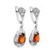 Cognac Amber Drop Earrings In Sterling Silver The Luxor, image , picture 3