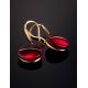 Golden Fish Hook Earrings With Red Amber The Sangria, image , picture 2