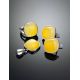 Square Amber Silver Earrings The Copenhagen, image , picture 4