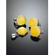 Square Amber Silver Earrings The Copenhagen, image , picture 4