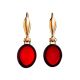 Red Amber Fish Hook Earrings In Gold The Sangria, image , picture 4