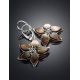 Sterling Silver Flower Dangles With Amber The April, image , picture 2