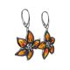 Sterling Silver Flower Dangles With Amber The April, image , picture 3
