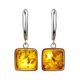 Silver Dangle Earrings With Cognac Amber The Ovation, image , picture 4