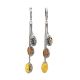 Silver Chain Dangle Earrings With Multicolor Amber The Casablanca, image 