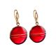 Bold Red Amber Earrings In Gold The Sangria, image 