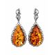 Sterling Silver Drop Earrings With Cognac Amber The Luxor, image 