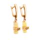 Stylish Golden Dangle Earrings With Honey Amber And Crystals, image 