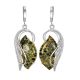 Unique Sterling Silver Floral Earrings With Sparkling Green Amber The Dew, image 