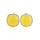 Square Amber Silver Earrings The Copenhagen, image 