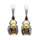 Sterling Silver Earrings With Cognac Amber The Scarab, image 