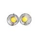 Round Silver Earrings With Honey Amber Centerpieces The Venus, image 