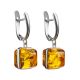 Silver Dangle Earrings With Cognac Amber The Ovation, image 