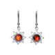 Silver Dangle Earrings With Cherry Amber The Helios, image 
