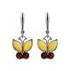 Multicolor Amber Butterfly Dangles In Sterling Silver The April, image 