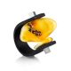 Unisex Rubber Ring With Natural Amber The Grunge, Ring Size: / 23, image 