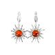 Silver Dangle Earrings With Natural Amber The Helios, image 
