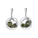 Round Silver Amber Dangle Earrings The Lyric, image 