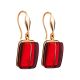 Golden Fish Hook Earrings With Bold Cherry Amber The Sangria, image 