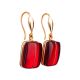 Bold Golden Fish Hook Earrings With Cherry Amber The Sangria, image 