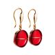 Golden Fish Hook Earrings With Red Amber The Sangria, image 