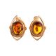 Classy Golden Earrings With Amber And Crystals The Raphael, image 