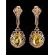 Gold Plated Drop Earrings With Lemon Amber The Luxor, image , picture 2