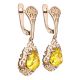 Gold Plated Drop Earrings With Lemon Amber The Luxor, image , picture 4