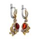 Gold Plated Amber Dangles With Crystals The Beatrice, image , picture 3