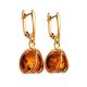 Charming Gold-Plated Earrings With Bright Cognac Amber The Flamenco, image , picture 3