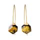 Gold-Plated Earrings With Green Amber The Sugar, image , picture 4
