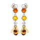 Flamboyant Design Amber Dangle Earrings The Bee, image , picture 4