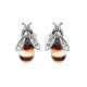 Cute Silver And Amber Stud Earrings The Bee, image , picture 4