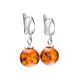 Cognac Amber Earrings In Sterling Silver The Saturn, image , picture 3