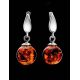 Cognac Amber Earrings In Sterling Silver The Saturn, image , picture 2