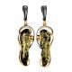 Gold-Plated Earrings With Bold Green Amber The Rialto, image 