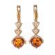 Gold Plated Earrings With Amber And Crystals The Sambia, image 