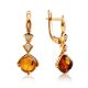 Refined Gold Plated Earrings With Amber And Crystals The Sambia, image 