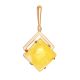 Stylish Geometric Golden Pendant With Bright Amber Stone The Picasso, image 
