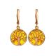 Symbolic The Tree Of Life Gold-Plated Silver With Amber Earrings, image 
