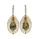 Bold Green Amber Silver Earrings The Peacock Feather, image 