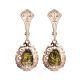 Gold-Plated Drop Earrings With Green Amber The Luxor, image 