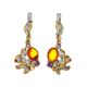 Gold Plated Amber Dangles With Crystals The Beatrice, image 