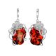 Unique Sterling Silver Floral Earrings  With Bright Lemon Amber The Dew, image 
