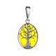 Talisman Silver Pendant With Amber The Tree Of Life, image 