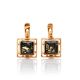 Geometric Green Amber Gold Plated Earrings The Ithaca, image 