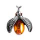 Cute Silver Pendant With Amber Stones The Scarab, image 