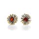 Gold Plated Stud Earrings With Cognac Amber The Barbados, image 