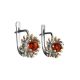 Silver Latch Back Earrings With Cognac Amber The Barbados, image 