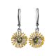 Gold Plated Drop Earrings With Green Amber The Barbados, image 